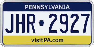 PA license plate JHR2927
