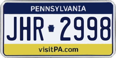 PA license plate JHR2998