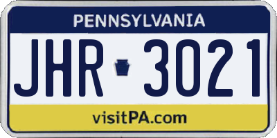PA license plate JHR3021