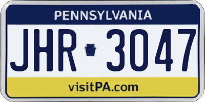 PA license plate JHR3047