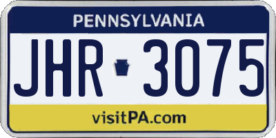 PA license plate JHR3075