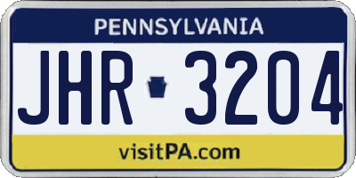 PA license plate JHR3204