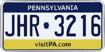 PA license plate JHR3216