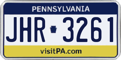 PA license plate JHR3261