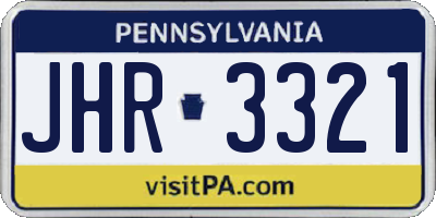 PA license plate JHR3321