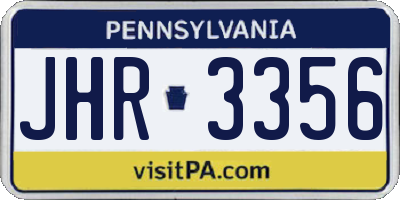 PA license plate JHR3356