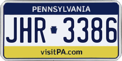 PA license plate JHR3386