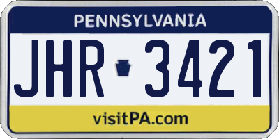 PA license plate JHR3421