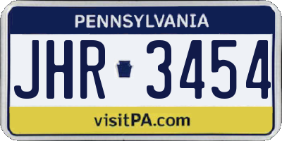 PA license plate JHR3454