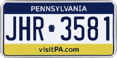 PA license plate JHR3581