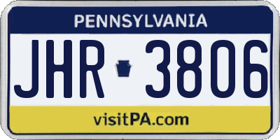 PA license plate JHR3806