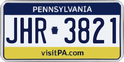 PA license plate JHR3821