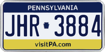 PA license plate JHR3884
