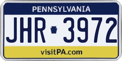 PA license plate JHR3972