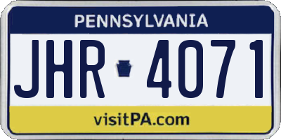 PA license plate JHR4071