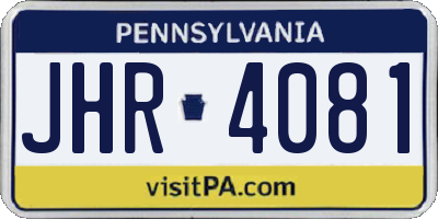 PA license plate JHR4081