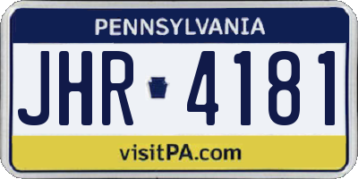 PA license plate JHR4181