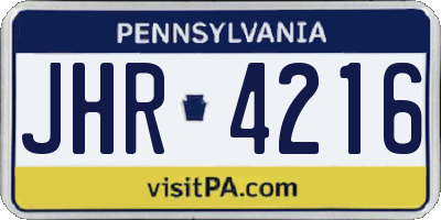 PA license plate JHR4216