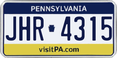 PA license plate JHR4315