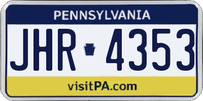 PA license plate JHR4353