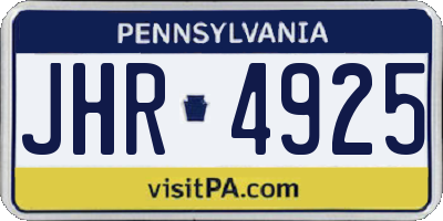 PA license plate JHR4925