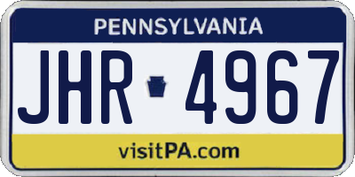 PA license plate JHR4967