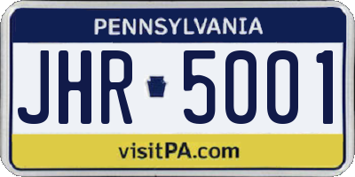 PA license plate JHR5001