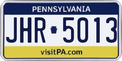 PA license plate JHR5013