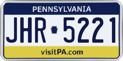 PA license plate JHR5221