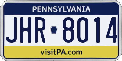 PA license plate JHR8014