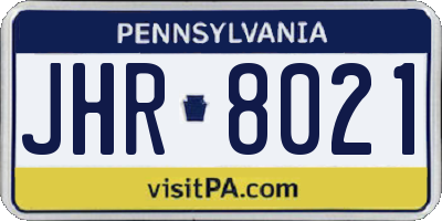 PA license plate JHR8021