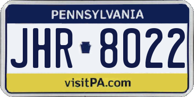 PA license plate JHR8022