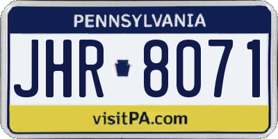 PA license plate JHR8071