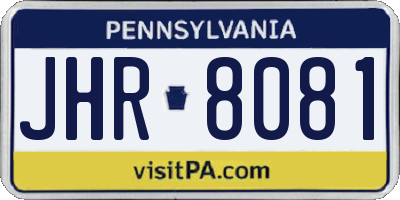 PA license plate JHR8081