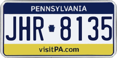 PA license plate JHR8135