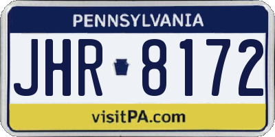 PA license plate JHR8172