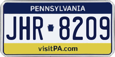 PA license plate JHR8209