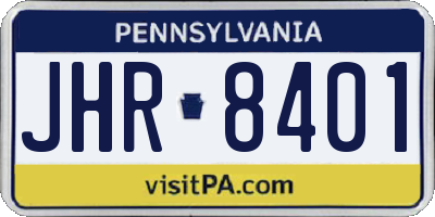 PA license plate JHR8401