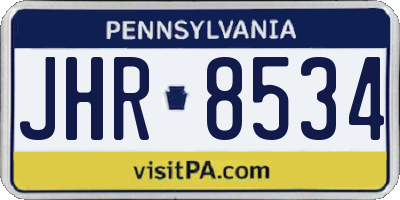 PA license plate JHR8534