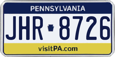PA license plate JHR8726