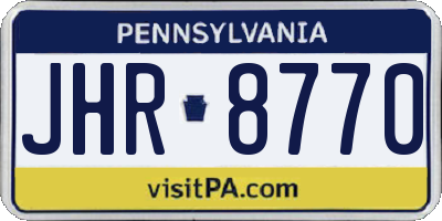 PA license plate JHR8770