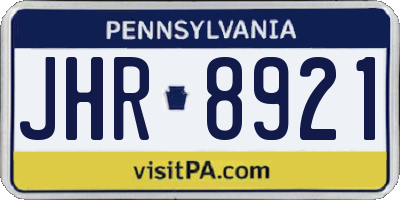 PA license plate JHR8921