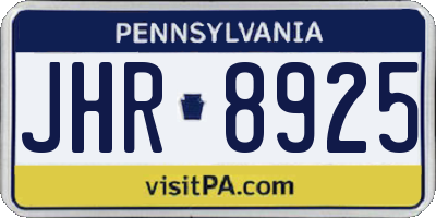PA license plate JHR8925