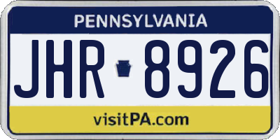 PA license plate JHR8926