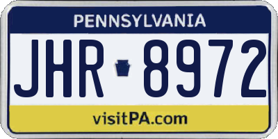 PA license plate JHR8972