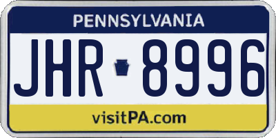 PA license plate JHR8996
