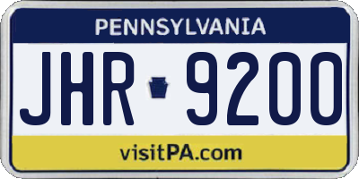 PA license plate JHR9200
