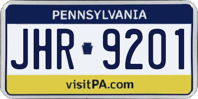 PA license plate JHR9201