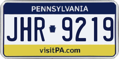 PA license plate JHR9219