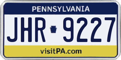 PA license plate JHR9227